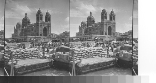 The cathedral and busy Quay, Marseille, France