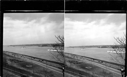 The Fleet in the Hudson from Riverside Drive - New York City, N.Y