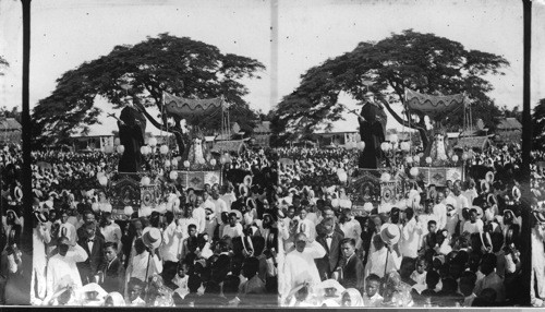 Church celebration on account of the enlistment of Macabebe into the U.S. Army. Macabebe, P.I