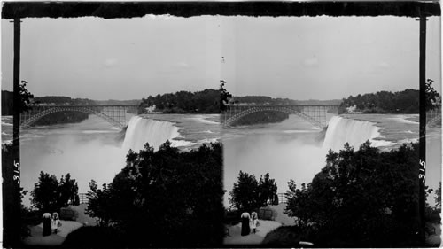 Looking from Goat Island Across tp [to] Prospect Point (Luna Island in the foreground) and Down the Gorge