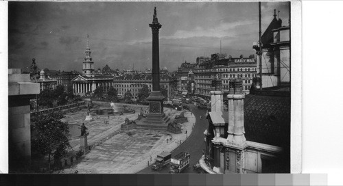 Trafalgar Square and Nelson Monument. London, Eng