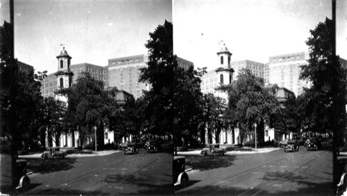 St. John Church at corner of N.W.H. Street and N.W. 16th St., Veteran Bureau in background. Wash., D.C