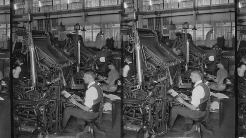 Operation - working on linetype machines, Camden, N.J