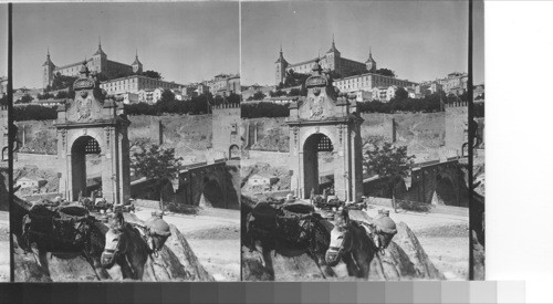 The bridge of Alcantara. Toledo. Spain. This building was blown up in the war nov. 1936