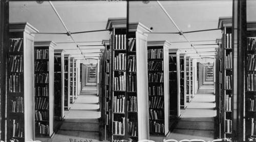 Books shelves. Public Library, Chicago, Ill