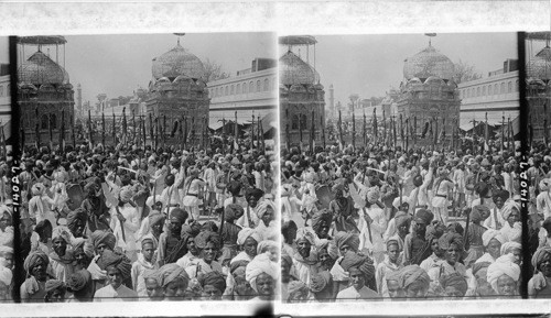 Mohammedans preforming the Sword dance in the festival of Mahorem, Jaipur, India