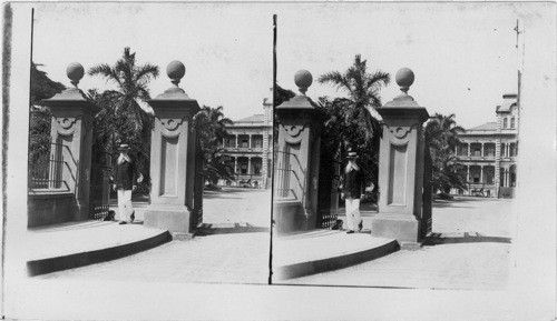 The Governor S.B. Dole at the Gateway of the Palace Grounds, Honolulu
