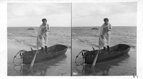 Rowing on the Lake (Sound ?), Coney Island, New York