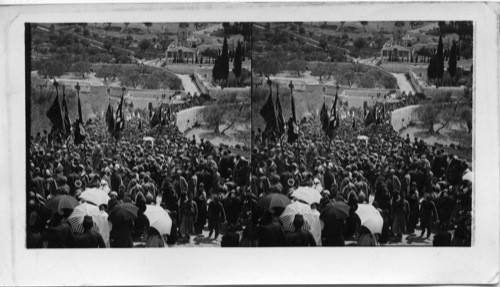 Neby Mousa Procession Passing Garden of Gethsemane on its Return from Pilgrimage. Palestine