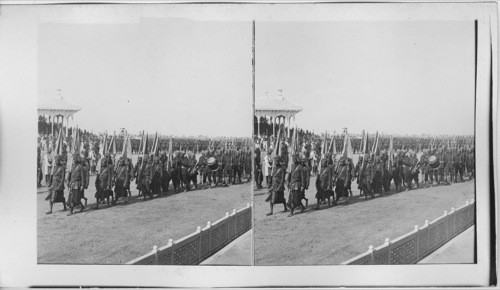 Retinues of native princes passing in review Durbar, Delhi, India