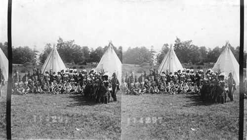 Indians and their home, the wigwam. Quebec Celebration. Canada