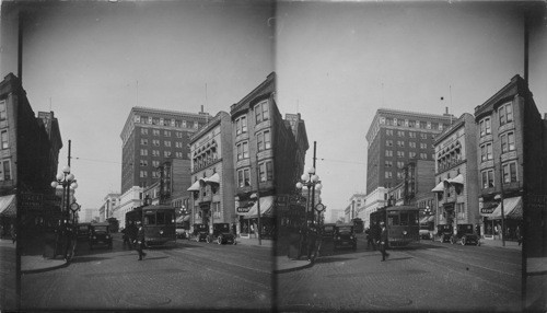 3rd Ave. looking north Telephone Bldg. on right bldg. to rear is the Pantages. Seattle, Wash