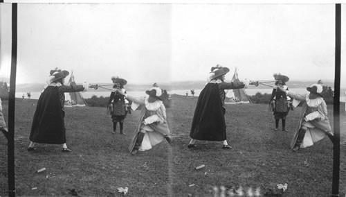 Fighting with swords. (Pageant), Quebec.Canada