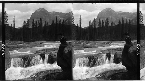 Rapids of Kicking-Horse River and Mt. Stephen from the Natural Bridge, B.C., Canada. Yoho Park