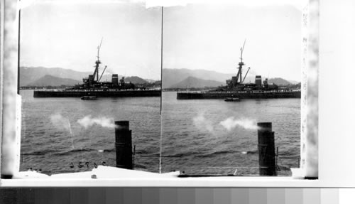 "The Great Brazilian Dreadnought "Sao Paulo" - Sailors in Line for Inspection. Santos, Brazil