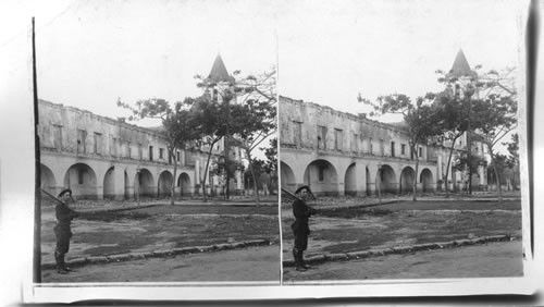 Aguinaldo's ruined headquarters, after the American capture, Malolos. Philippines