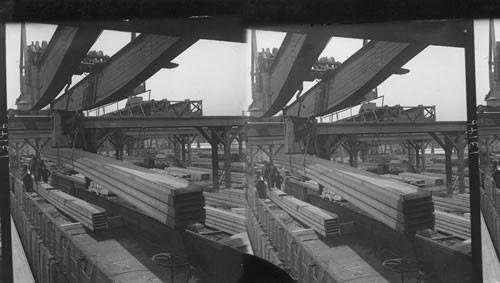 Loading Steel Beams into Cars - Crane Lifting 10 tons. Homestead, Penna