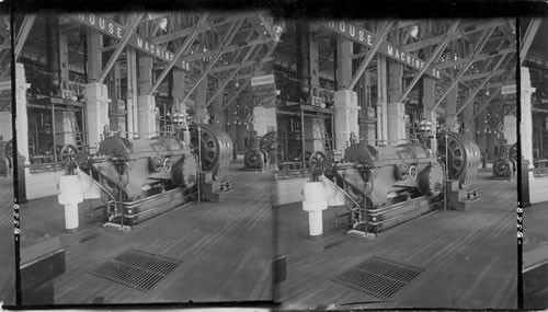 400 H. P. Steam turbine - Makes 5000 revolutions per minute (in action when this stereo-graph was taken), Machinery Building, Louisiana Purchase Exposition