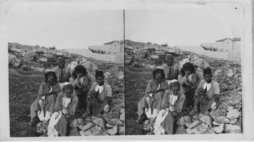 A Group of poor unfortante Incurable Lepers, Jerusalem. Palestine