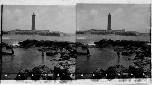 Ancient Light House on Island of Charos, Alexandria, Egypt, One of seven wonders