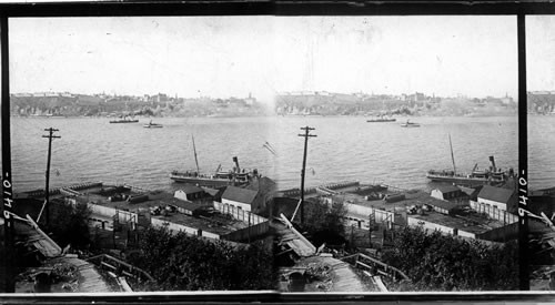 Quebec and its citadel from the heights of levees across the St. Lawrence, Quebec, Canada