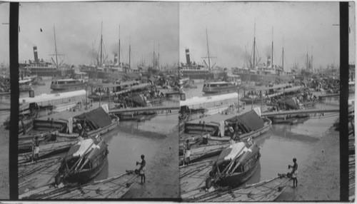 Up Hoogly Esplanade - Calcutta - India. Native Boats and Steamers in the Hooghly River