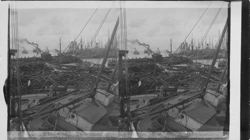 Stranded Vessels at the Wharf. Texas, Galveston Hurricane