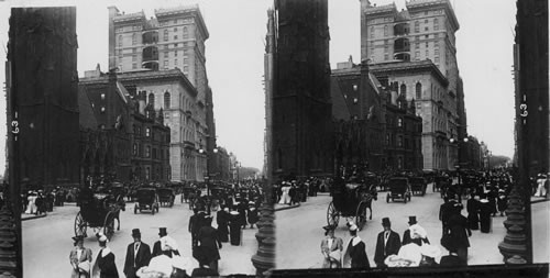 The Sunday noon day crowd on Fifth Ave., looking north from 53rd St. New York