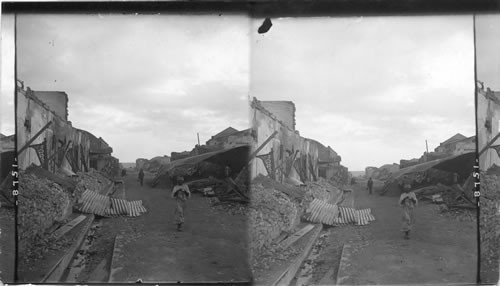 Rows of ruined warehouses along lower King Street, looking toward the bay. Kingston, Jamaica