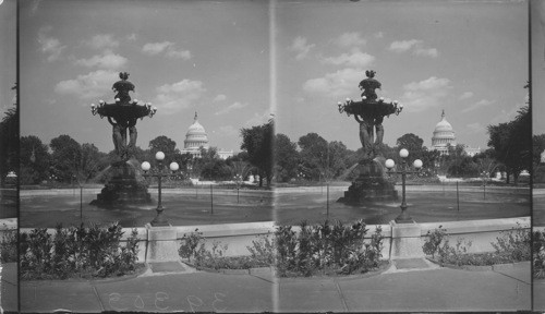 Bartholdi Fountain & U.S. Capitol from Botanical Gardens, Washington. D.C