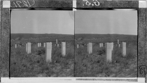 Monuments to Custer's brave men, Custer Battlefield. Montana "US Soldier, Fell Here, June 29, 1876"