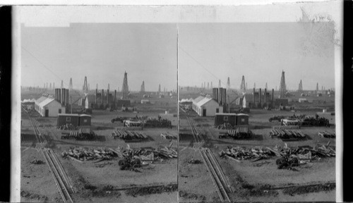 General view of oil field showing pump house and derricks (Wichita Oil Fields) near Elderado, Kansas