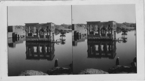 Ruins of magnificent Kiosk at Philae, Looking N. Across the Nile. Egypt