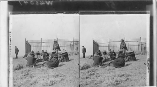 Cheyenne Indians at Custer Monument "Two Moons" (at left facing) led Cheyenne's against Custer. Montana?