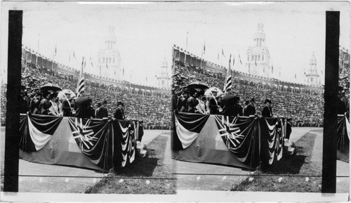 President McKinley receiving the troops at the Stadium, Pan American Exposition