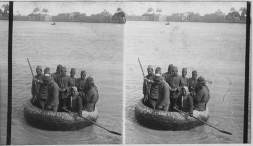 Peculiar Round Boats Called “Kufas” on the Tigris River at Bagdad ...