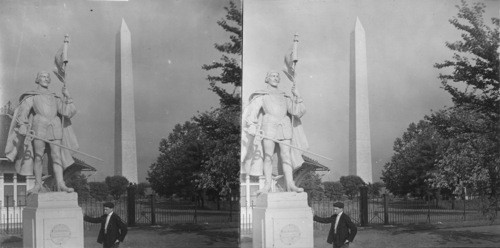 The Washington Monument. A Stately obelisk of Marble (555 ft. high) East from Speedway. (Washington D.C.)