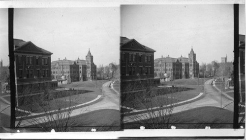 University Grounds from College Street showing Engineering Building and University College in Distance,Toronto, Ont