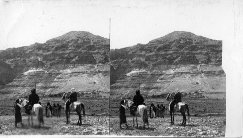 The Mount of Temptation towering over the plain of Jericho