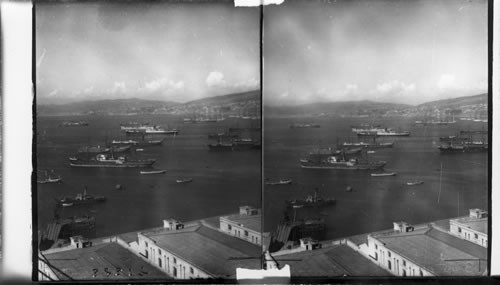 The bay from the upper city, Valparaiso, Chile