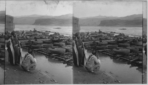 Loaded Raft on the Tigris River at Bagdad. Mesapotamia