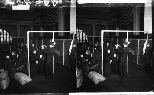 U.S. Inspectors Examining Eyes of Immigrants, Ellis Island, New York