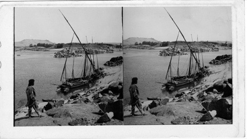 General view of Elephantine Island, Looking N.E. from Assouan, Egypt