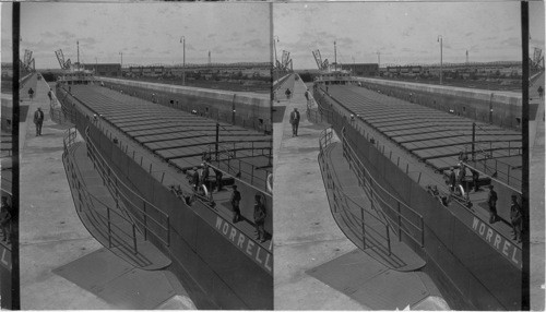 One of the Largest and most Modern Freight Steamer coming from the East into Sabin Locks, to go into Lake Superior, S. Michigan