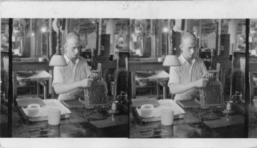 Shows mold and finished gelatin capsules, This style mold makes 95 capsules. H.K. Mulford Co., Phila, Pa