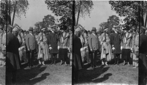 U.S. Naval Academy at Annapolis shows, the Indians from glacier Natl. Park (Blackfeet Nation). Mr. McNulton Admiral & Mrs. McNulton & Mr. C.W. Falloway, V.P. of B. & O. R.R. [ Correction C.W. Galloway, not Falloway 1983 B. Easter]