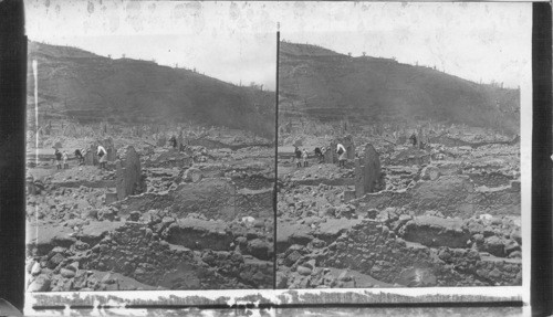 St. Pierre, Mont Pelee's ill fated victim, ruins and volcanic ashes entombing her perished thousands, Martinique