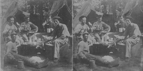 War Views - Army of the Potomac, No. 2056. Camp Dinner. Published by E. & H.T. Anthony & Co. American and Foreign Stereoscopic Emporium 501 Broadway, New York