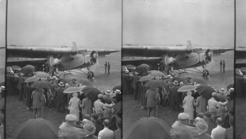 Loading Passengers for the First Airplane Journey of the Pennsylvania - Santa Fe Air-Rail Service. Columbus, Ohio, July 8, 1929