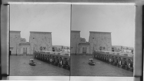 North Colonnade and Temple of Isis, Philae, as inundated by the grrat dam at Assouan